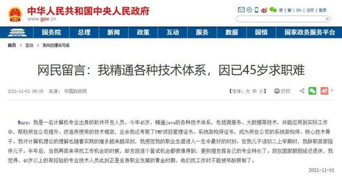 45岁程序员求职信现国务院网站，技术人生的沧桑与坚韧